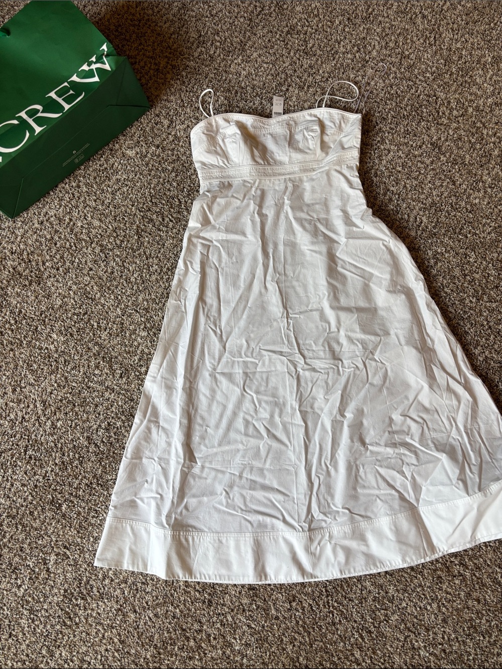 J. Crew White Strapless Cotton Sundress with Spaghetti Straps